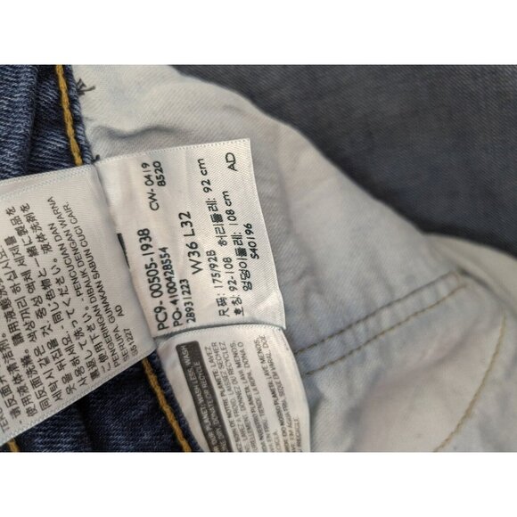 Levi's Jeans 505 Mens 36x32 Blue Regular Fit Straight Leg Denim Medium Wash - Picture 10 of 11